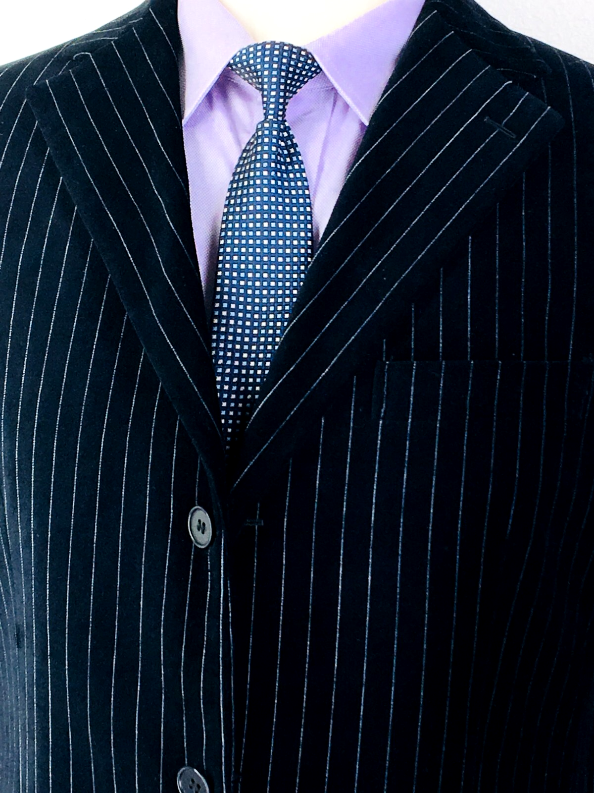 41r Unbranded Italy Mens 3 Button Plush Cotton Blazer Sport Coat Black Pinstripe